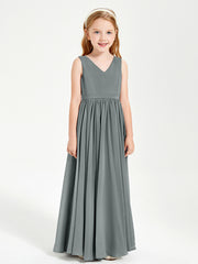Robes de Demoiselle d'Honneur Junior Élégantes Sans Manches Gris Acier