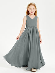 Robes de Demoiselle d'Honneur Junior Élégantes Sans Manches Gris Acier