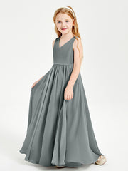 Robes de Demoiselle d'Honneur Junior Élégantes Sans Manches Gris Acier