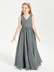 Robes de Demoiselle d'Honneur Junior Élégantes Sans Manches Gris Acier