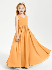 Robes de Demoiselle d'Honneur Junior Élégantes Sans Manches Mandarine