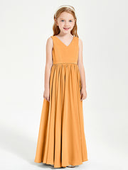 Robes de Demoiselle d'Honneur Junior Élégantes Sans Manches Mandarine
