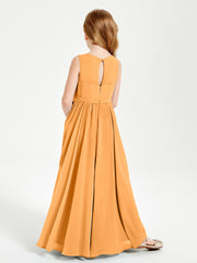Robes de Demoiselle d'Honneur Junior Élégantes Sans Manches Mandarine