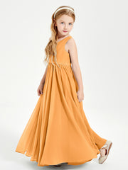 Robes de Demoiselle d'Honneur Junior Élégantes Sans Manches Mandarine