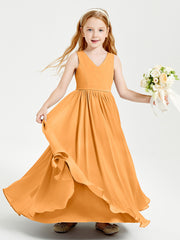 Robes de Demoiselle d'Honneur Junior Élégantes Sans Manches Mandarine