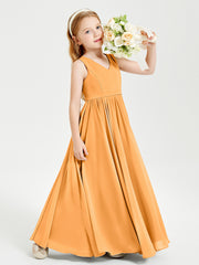 Robes de Demoiselle d'Honneur Junior Élégantes Sans Manches Mandarine