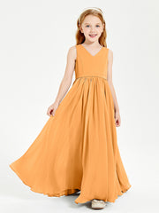 Robes de Demoiselle d'Honneur Junior Élégantes Sans Manches Mandarine