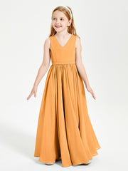 Robes de Demoiselle d'Honneur Junior Élégantes Sans Manches Mandarine