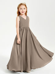Robes de Demoiselle d'Honneur Junior Élégantes Sans Manches Taupe