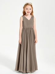Robes de Demoiselle d'Honneur Junior Élégantes Sans Manches Taupe