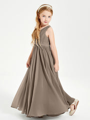 Robes de Demoiselle d'Honneur Junior Élégantes Sans Manches Taupe