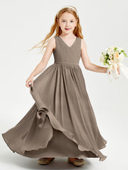 Robes de Demoiselle d'Honneur Junior Élégantes Sans Manches Taupe