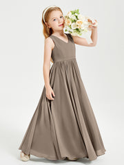 Robes de Demoiselle d'Honneur Junior Élégantes Sans Manches Taupe