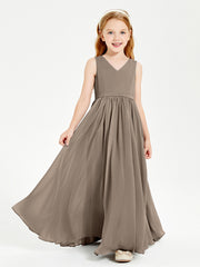 Robes de Demoiselle d'Honneur Junior Élégantes Sans Manches Taupe