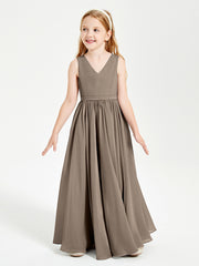Robes de Demoiselle d'Honneur Junior Élégantes Sans Manches Taupe