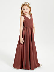 Robes de Demoiselle d'Honneur Junior Élégantes Sans Manches Terracotta