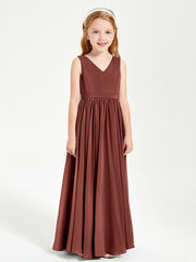 Robes de Demoiselle d'Honneur Junior Élégantes Sans Manches Terracotta