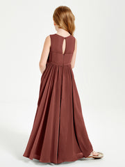 Robes de Demoiselle d'Honneur Junior Élégantes Sans Manches Terracotta
