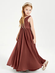 Robes de Demoiselle d'Honneur Junior Élégantes Sans Manches Terracotta