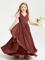 Robes de Demoiselle d'Honneur Junior Élégantes Sans Manches Terracotta