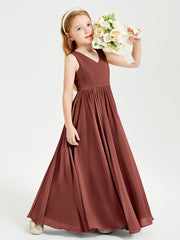 Robes de Demoiselle d'Honneur Junior Élégantes Sans Manches Terracotta