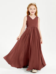 Robes de Demoiselle d'Honneur Junior Élégantes Sans Manches Terracotta