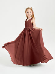 Robes de Demoiselle d'Honneur Junior Élégantes Sans Manches Terracotta