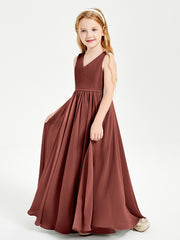 Robes de Demoiselle d'Honneur Junior Élégantes Sans Manches Terracotta
