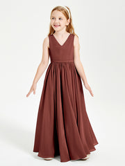 Robes de Demoiselle d'Honneur Junior Élégantes Sans Manches Terracotta