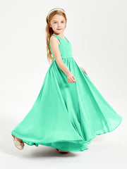 Robes de Demoiselle d'Honneur Junior Élégantes Sans Manches Turquoise