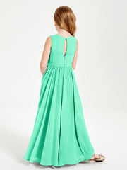 Robes de Demoiselle d'Honneur Junior Élégantes Sans Manches Turquoise