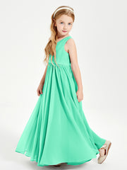 Robes de Demoiselle d'Honneur Junior Élégantes Sans Manches Turquoise