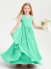 Robes de Demoiselle d'Honneur Junior Élégantes Sans Manches Turquoise