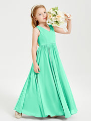 Robes de Demoiselle d'Honneur Junior Élégantes Sans Manches Turquoise