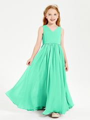 Robes de Demoiselle d'Honneur Junior Élégantes Sans Manches Turquoise