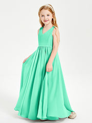Robes de Demoiselle d'Honneur Junior Élégantes Sans Manches Turquoise
