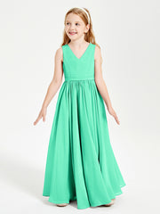 Robes de Demoiselle d'Honneur Junior Élégantes Sans Manches Turquoise