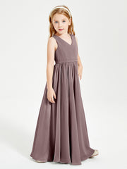Robes de Demoiselle d'Honneur Junior Élégantes Sans Manches Vintage Mauve