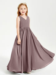 Robes de Demoiselle d'Honneur Junior Élégantes Sans Manches Vintage Mauve