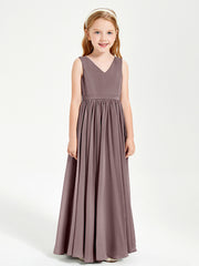 Robes de Demoiselle d'Honneur Junior Élégantes Sans Manches Vintage Mauve