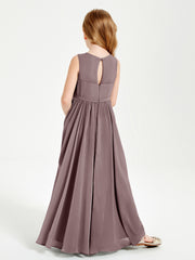 Robes de Demoiselle d'Honneur Junior Élégantes Sans Manches Vintage Mauve