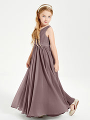 Robes de Demoiselle d'Honneur Junior Élégantes Sans Manches Vintage Mauve