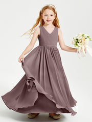 Robes de Demoiselle d'Honneur Junior Élégantes Sans Manches Vintage Mauve