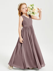 Robes de Demoiselle d'Honneur Junior Élégantes Sans Manches Vintage Mauve
