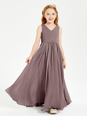 Robes de Demoiselle d'Honneur Junior Élégantes Sans Manches Vintage Mauve