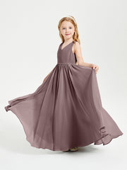 Robes de Demoiselle d'Honneur Junior Élégantes Sans Manches Vintage Mauve