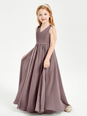 Robes de Demoiselle d'Honneur Junior Élégantes Sans Manches Vintage Mauve