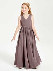Robes de Demoiselle d'Honneur Junior Élégantes Sans Manches Vintage Mauve