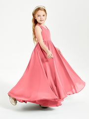 Robes de Demoiselle d'Honneur Junior Élégantes Sans Manches Pastèque