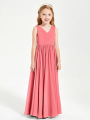 Robes de Demoiselle d'Honneur Junior Élégantes Sans Manches Pastèque